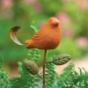 Terracotta Orange Bird Plant Pick