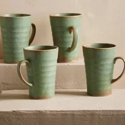 Terra Green Stone Mugs, Set of 4, 8 oz.