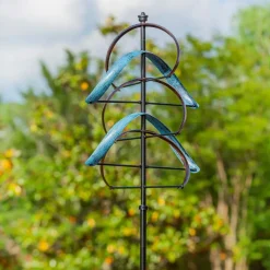 Towering Metallic Semi-Circular Wind Spinner