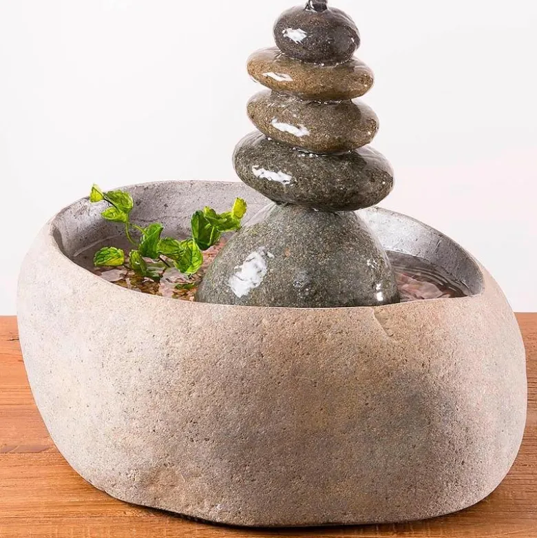 Tranquil Rock Cairn Tabletop Fountain