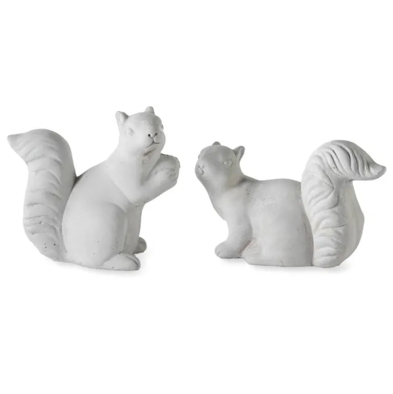 White Cement Squirrels, Set of 2