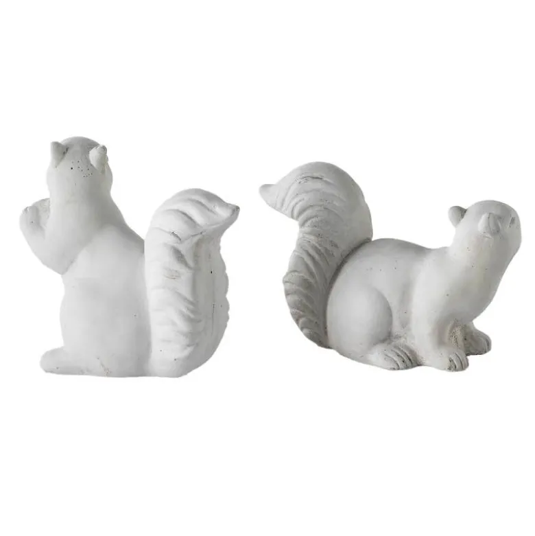 White Cement Squirrels, Set of 2