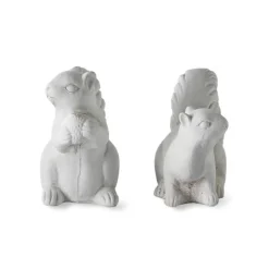 White Cement Squirrels, Set of 2