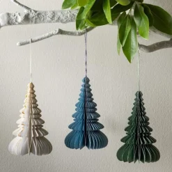 White Hand-Cut Honeycomb Paper Tree Ornament, 6