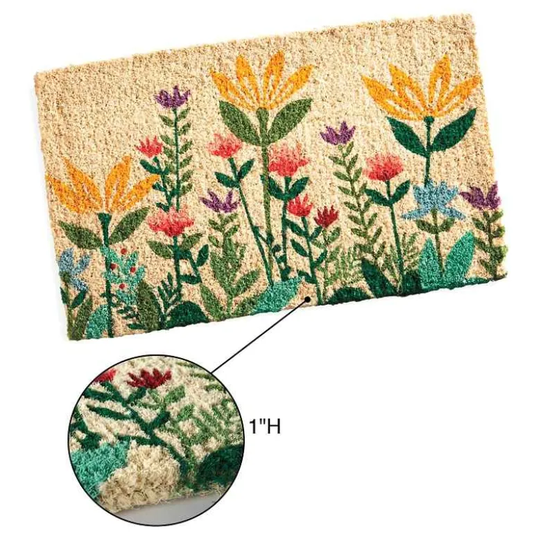 Wildflower Garden Natural Coir Doormat