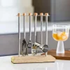 Wood and Stainless Steel Bar Set with Stand