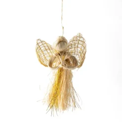 Woven Abaca Angel Ornaments, Set of 3