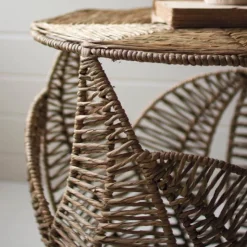 Woven Leaf Seagrass Side Table