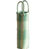 Woven Recycled Plastic Wine Tote - Turquoise Checks