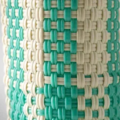 Woven Recycled Plastic Wine Tote - Turquoise Checks