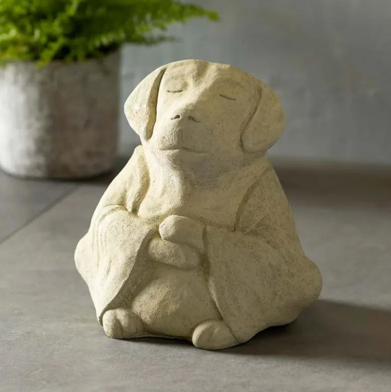 Zen Meditating Dog Sculpture (Large) - Antique